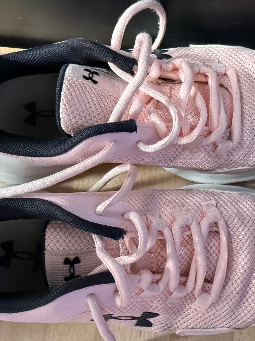 Under Armour Black and Light Pink Mesh Athletic Shoes